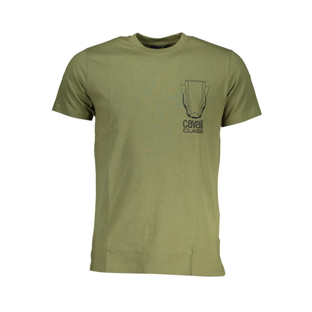 Cavalli Class Men's Green Cotton Logo Print T-Shirt - T-Shirts - M- Tops