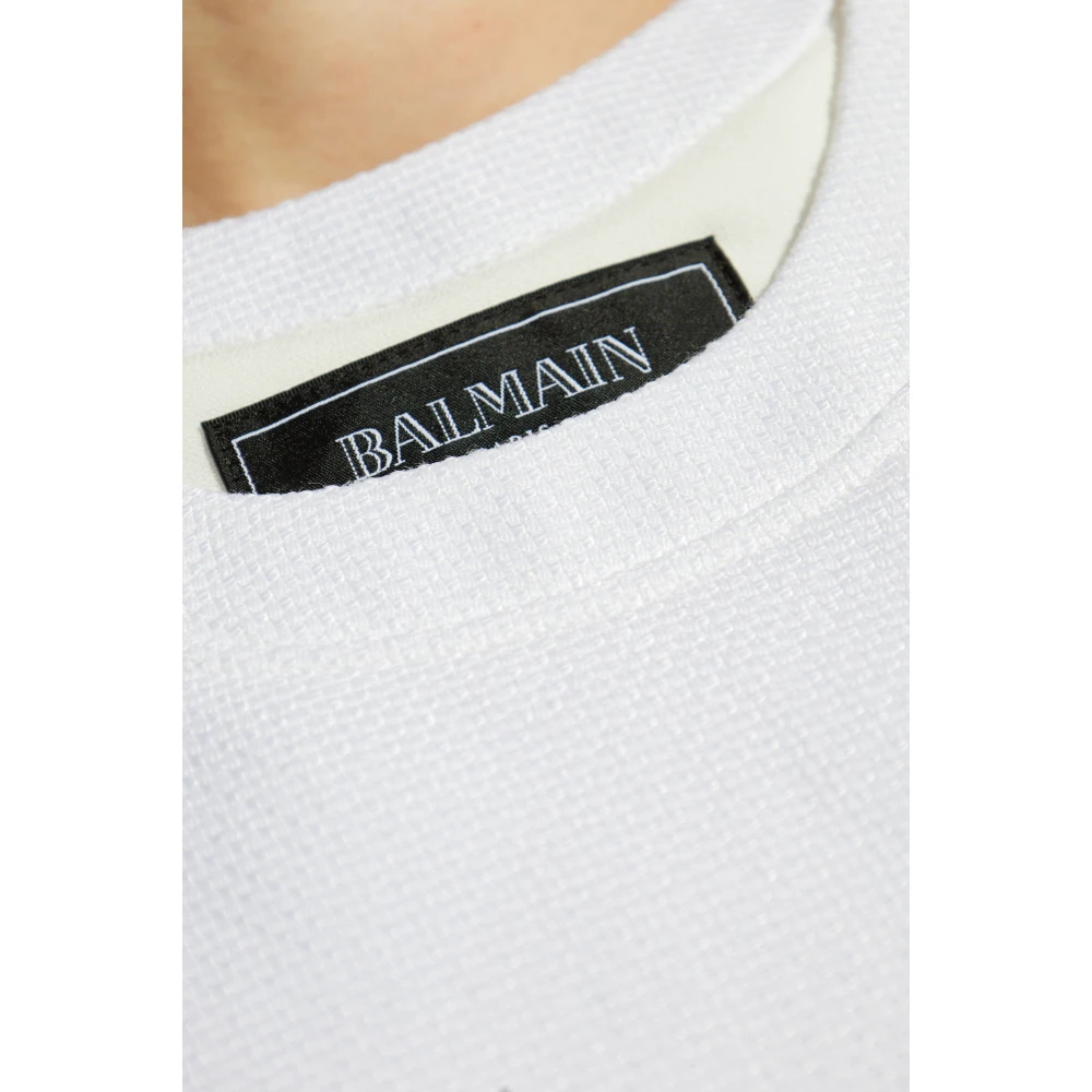 Balmain Geplooide jurk White Dames