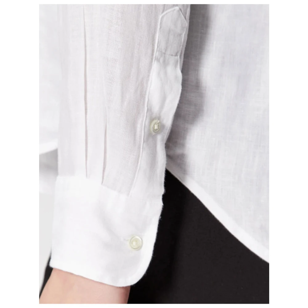 Polo Ralph Lauren Casual Linnen Overhemd met Geborduurd Logo White Dames