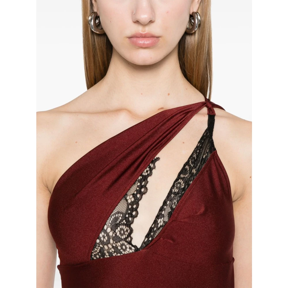 Coperni Bloedrode one-shoulder lange jurk Red Dames