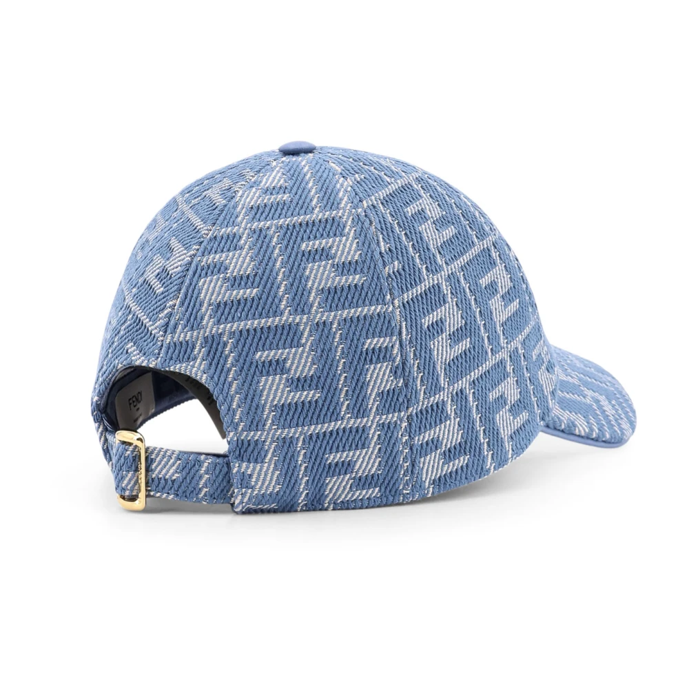 Fendi Jacquard FF canvas Baseball pet met lederen Blue Dames