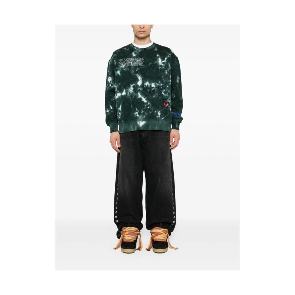 KidSuper Studios Groene Tie-Dye Sweater met Ronde Hals Green Heren