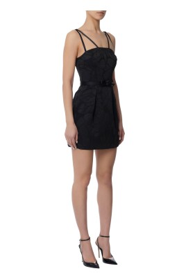 robe-mini-jacquard-noire-avec-noeuds