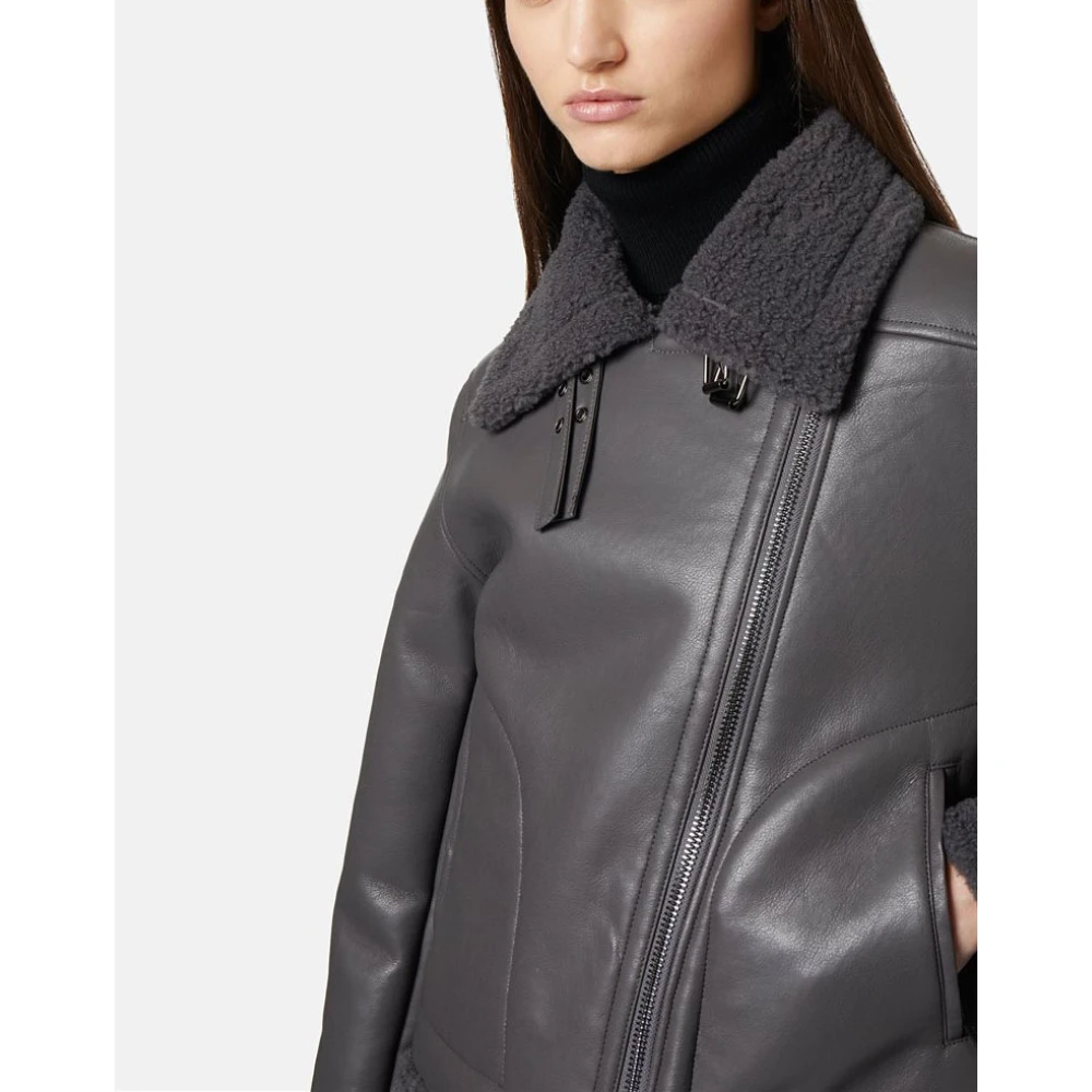 Iceberg Eco-schapenvacht bikerjack Gray Dames
