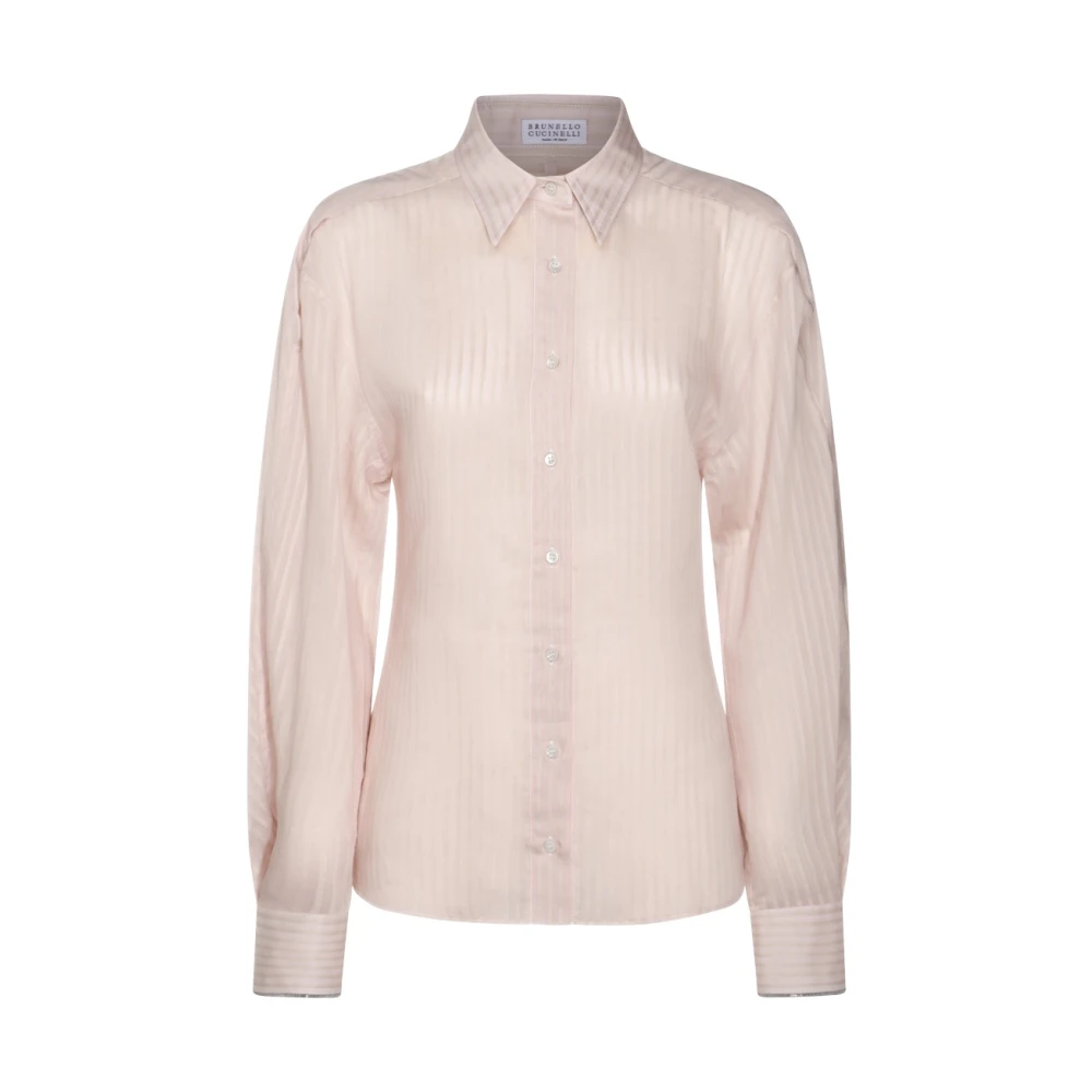 BRUNELLO CUCINELLI Lichtroze Overhemd met Lange Mouwen Pink Dames