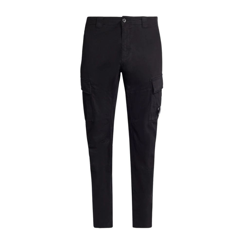 C.p. Company Men's Black Satin Stretch Cargo Trousers - Slim Fit Jeans - L - Jeans