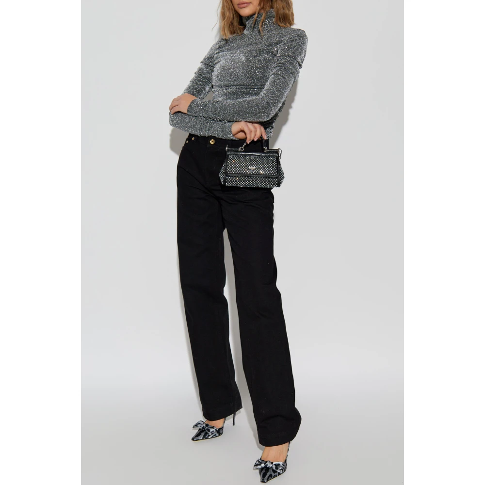 Dolce & Gabbana Top met lurex draad en pailletten Gray Dames