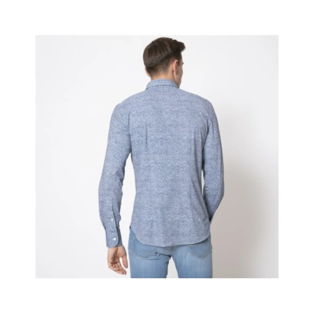 Orian Blauw gemêleerd overhemd Blue Heren