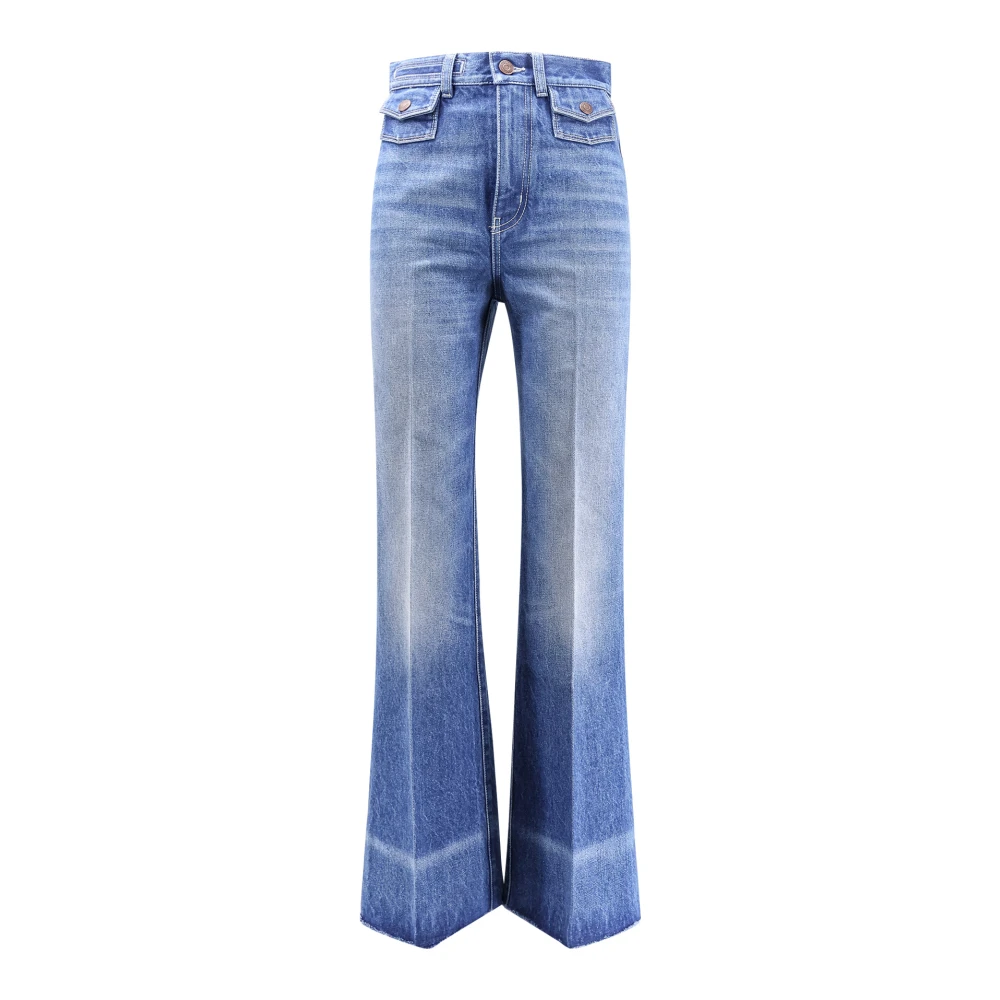Chloé Hoge taille katoenen flared jeans Blue Dames