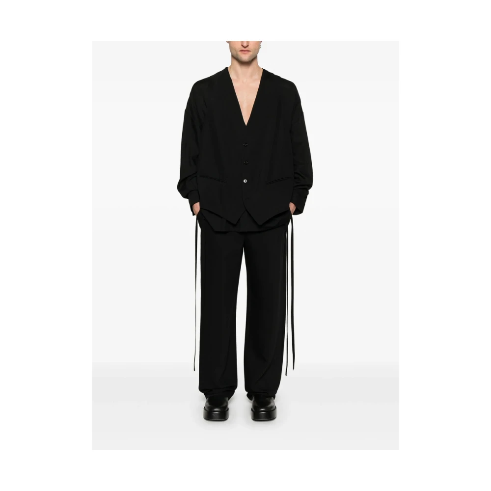 Ann Demeulemeester Zwart Mouwloos Regenkleding met Verstelbare Band Black Heren