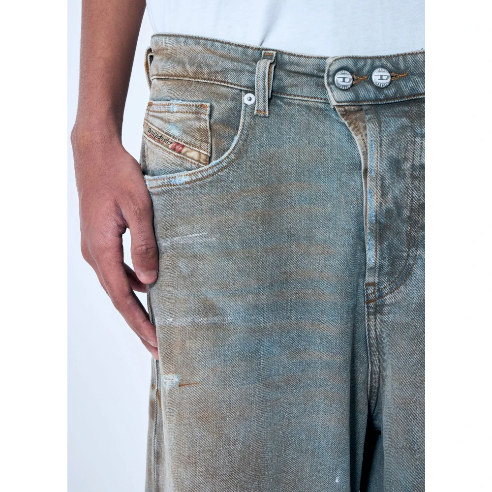 Diesel Versleten Denim Jeans met Logopatch Blue Heren