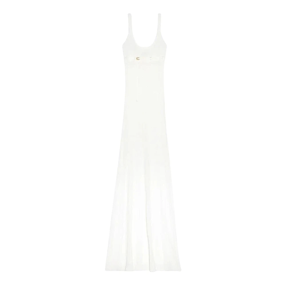 Jacquemus White La Robe Maille Oranger - Female - Maxi Dresses - S - Dresses
