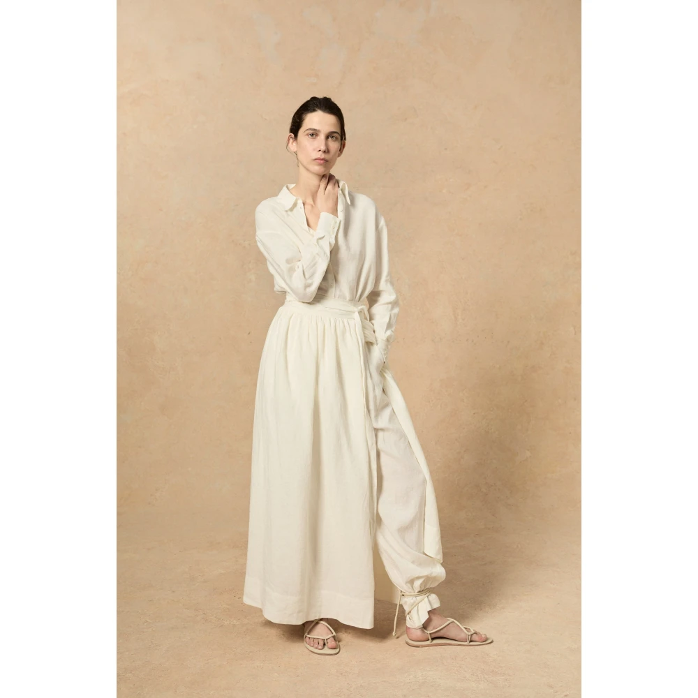 Cortana Marlo rauwe linnen broek Beige Dames