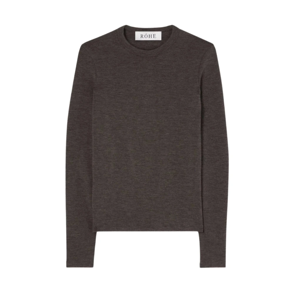 Róhe Bruin Melange Wol Crewneck Longsleeve Brown Dames