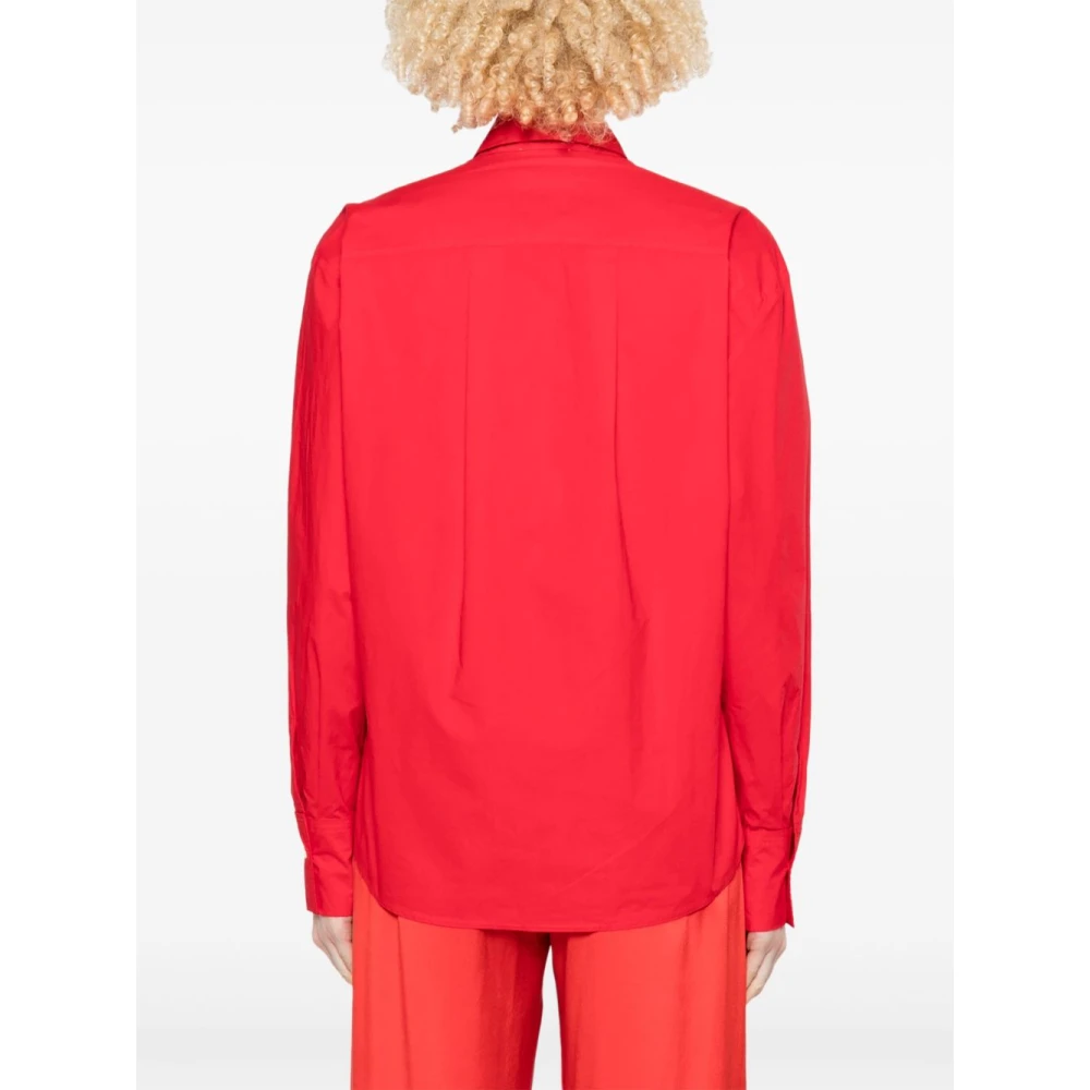 Forte Rode knoopsluiting overhemd met plooien Red Dames