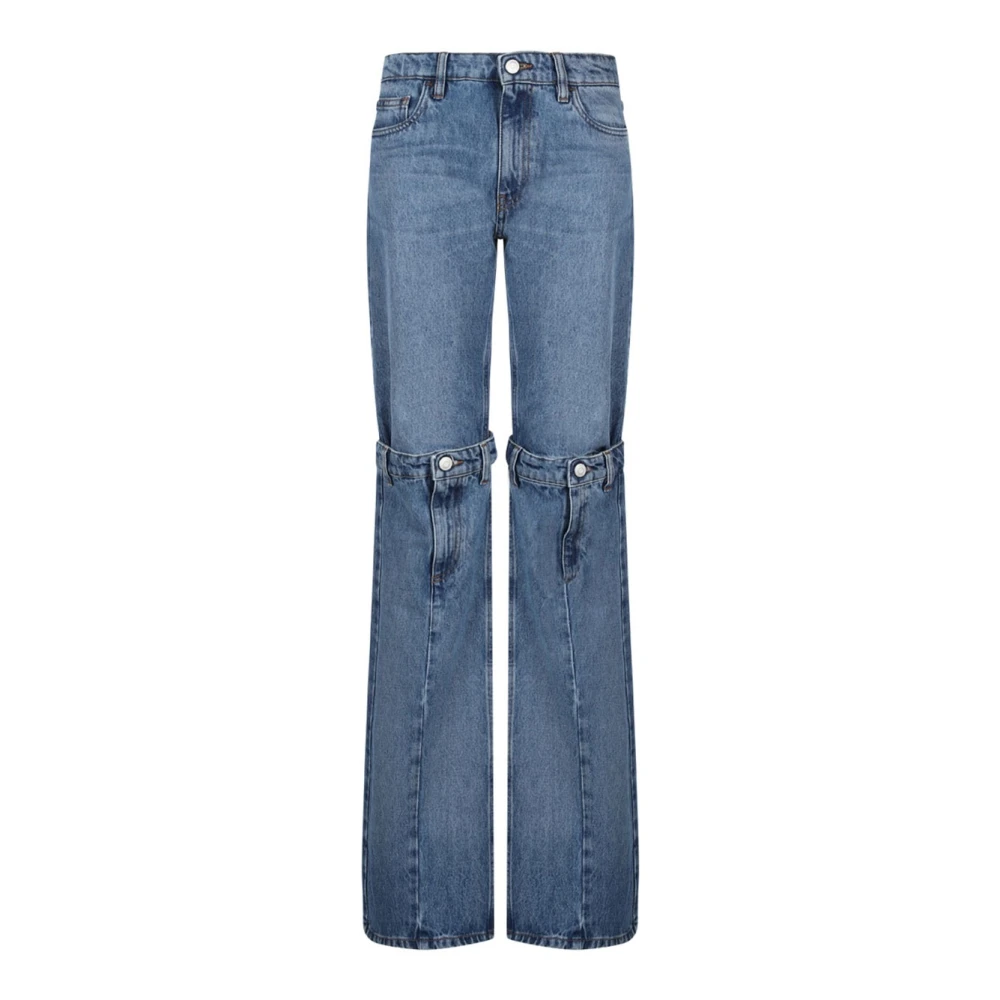 Coperni Flared Denim Jeans met knoopdetail Blue Dames