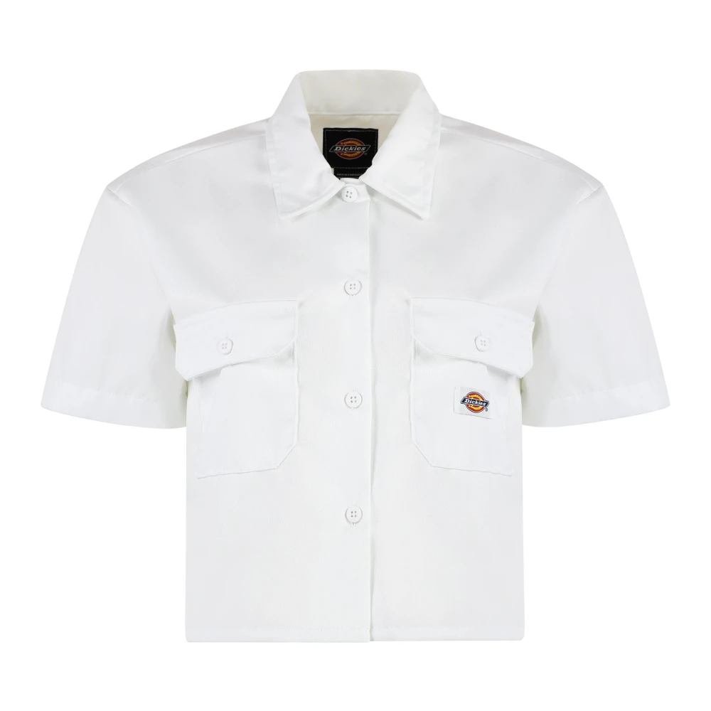 Dickies Katoenen overhemd met korte mouwen White Dames