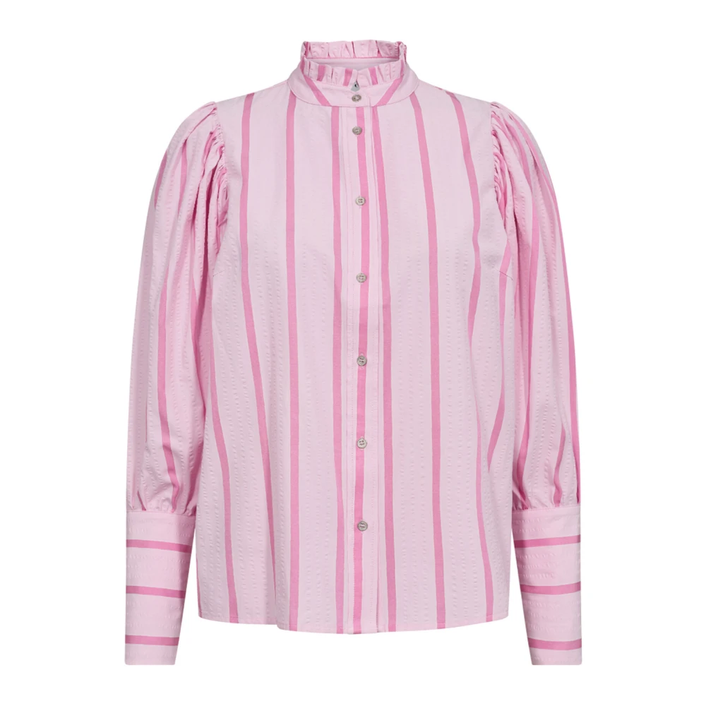 Co'Couture Gestreepte blouse met pofmouwen Pink Dames