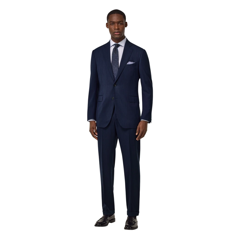 Boggi Milano Pakjes in zuivere wol met pinstripe Blue Heren
