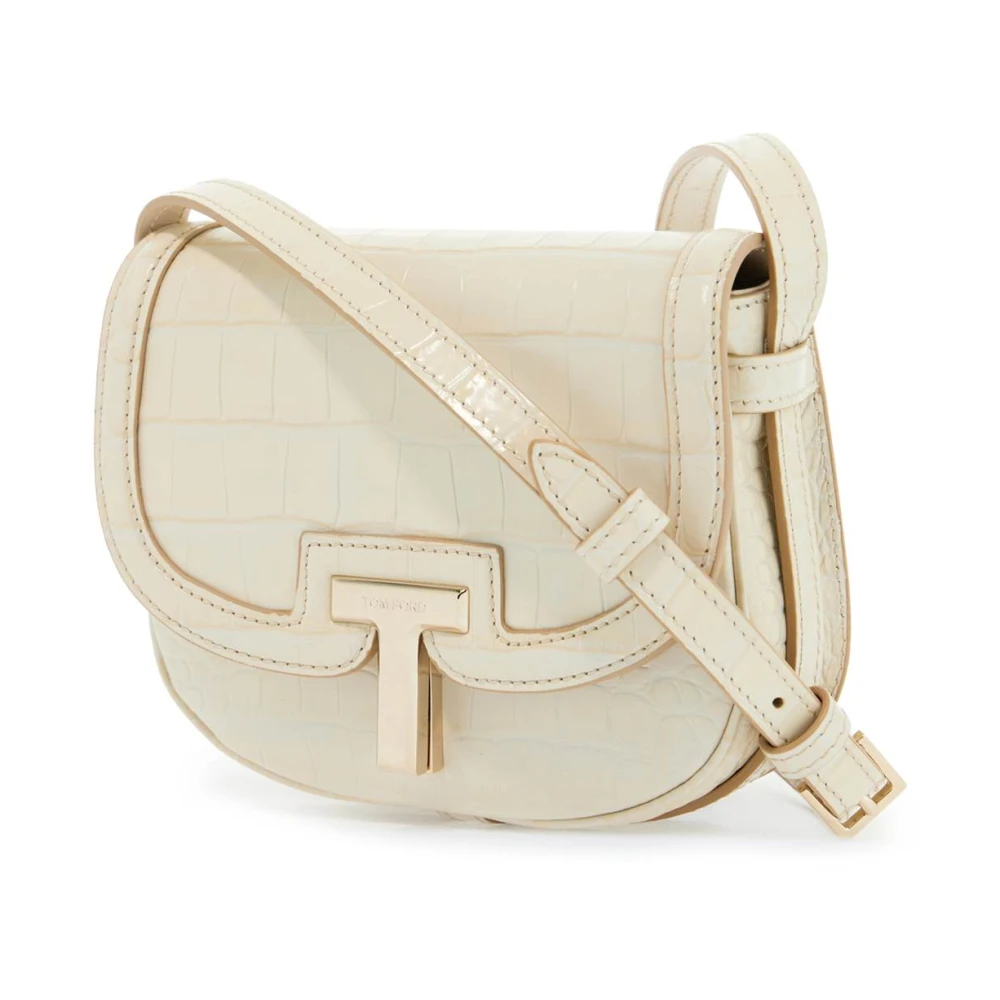 Tom Ford Krokodil Ivoor Mini Schoudertas Beige Dames