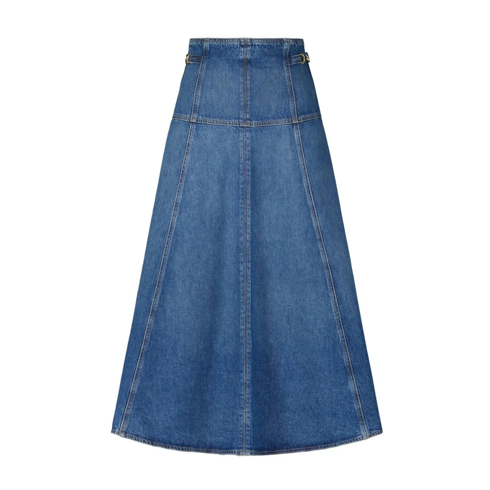 Ulla Johnson Denim Midi Rok met Gouden Details Blue Dames