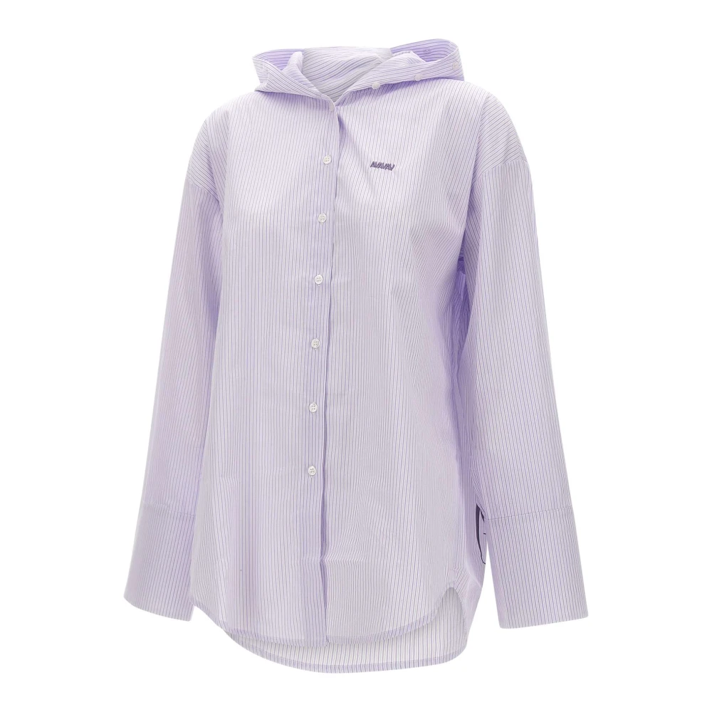 Avavav Gestreept katoenen overhemd met capuchon Purple Dames