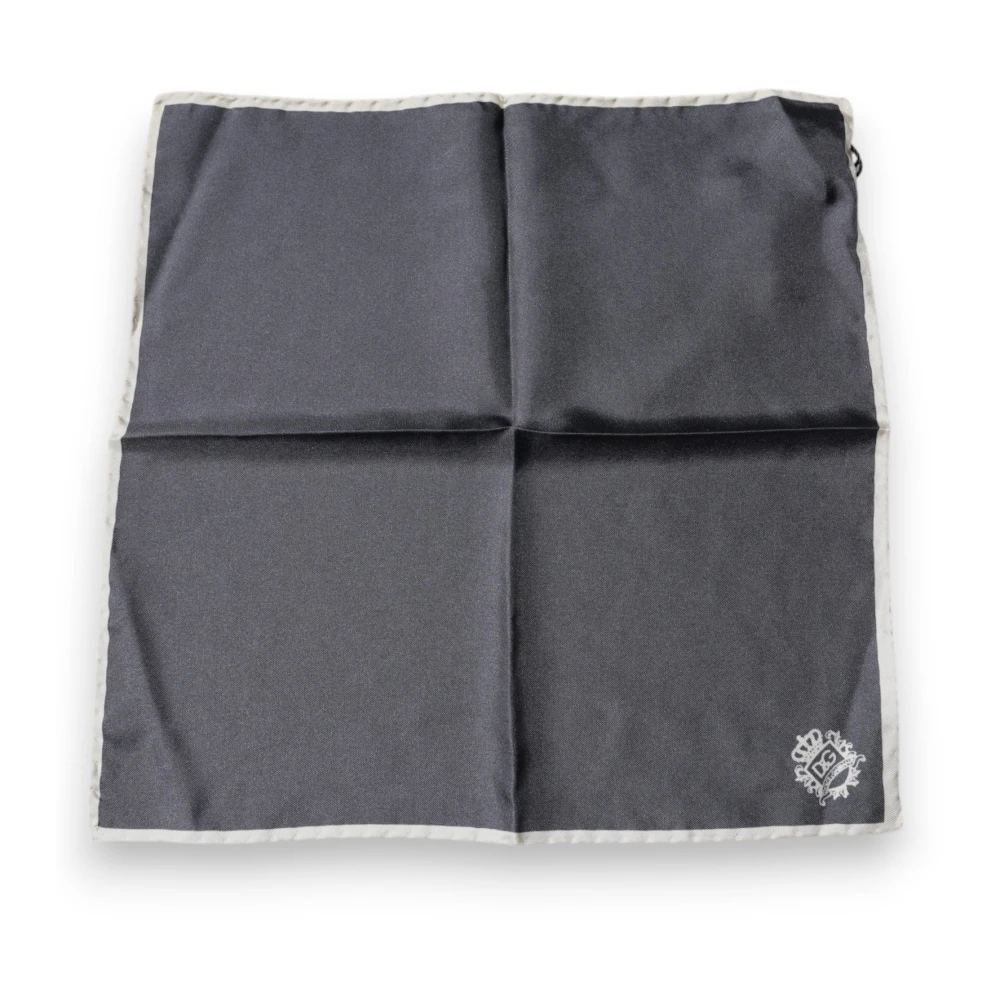 Dolce & Gabbana Crown Logo Silk Handkerchief Scarf - Male - Silk Scarves - Gray - One Size - Accessories - Image 3