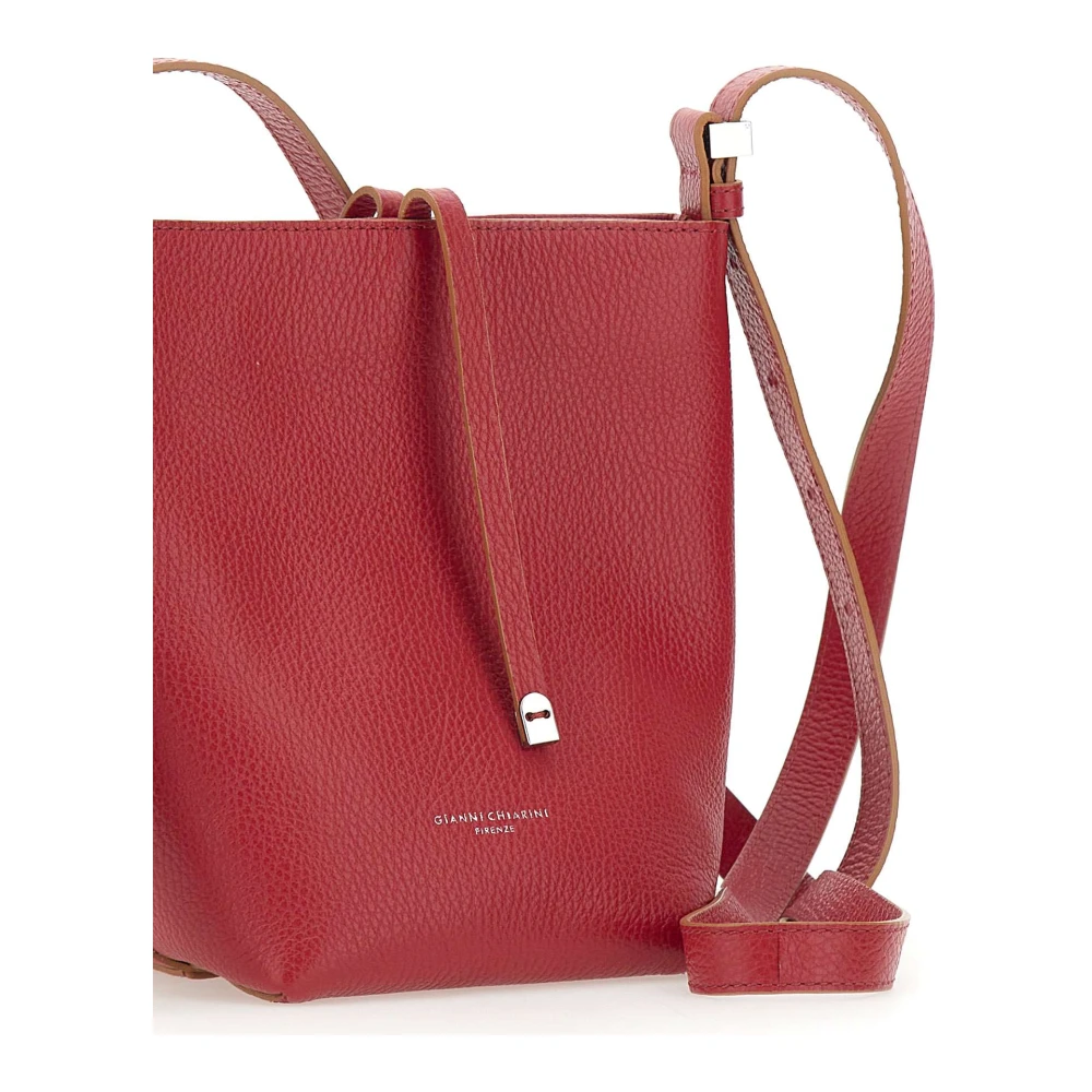 Gianni Chiarini Amelia Grained Leather Schoudertas Red Dames
