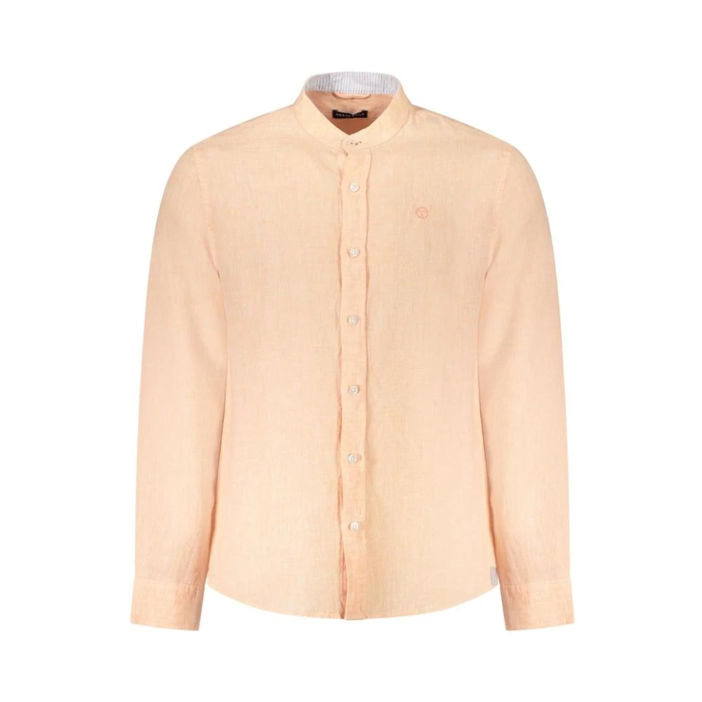 North Sails Men's Pink Linen Band Collar Shirt