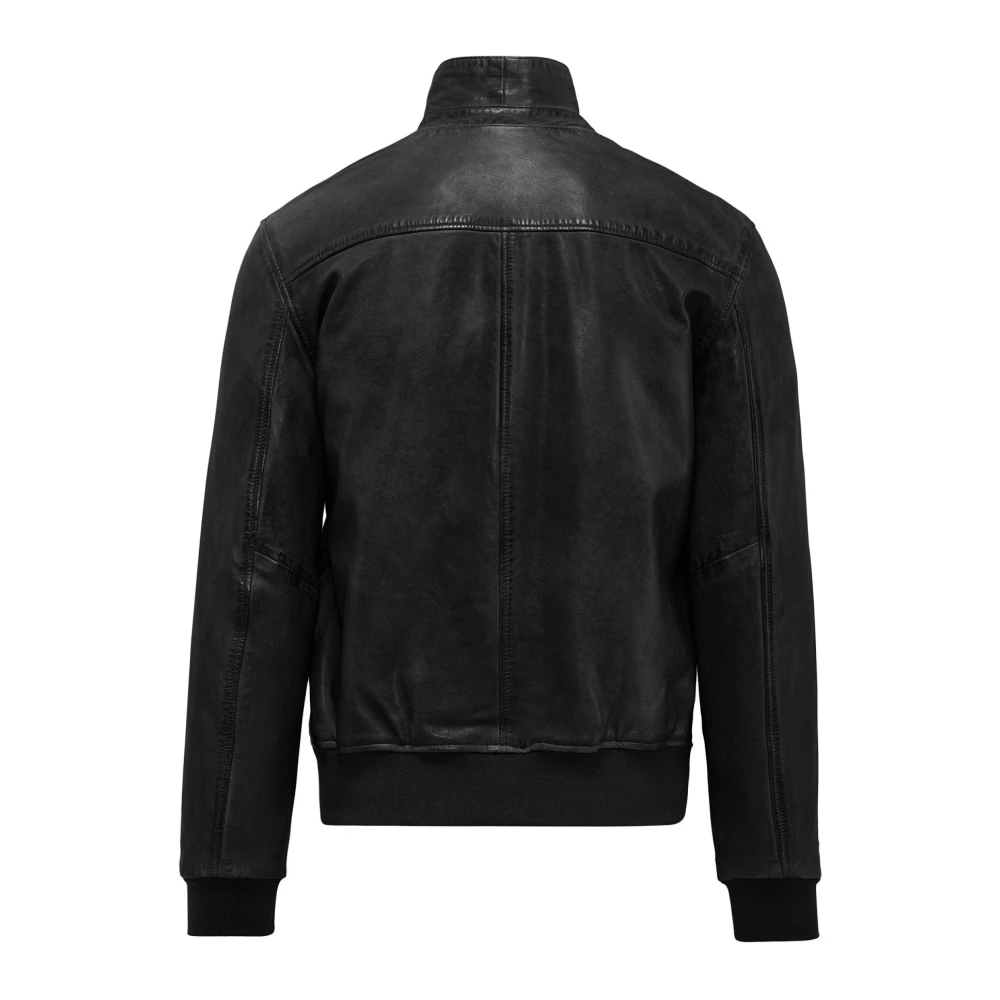 BomBoogie Nappa Aviator Bomber Jacket Black Heren
