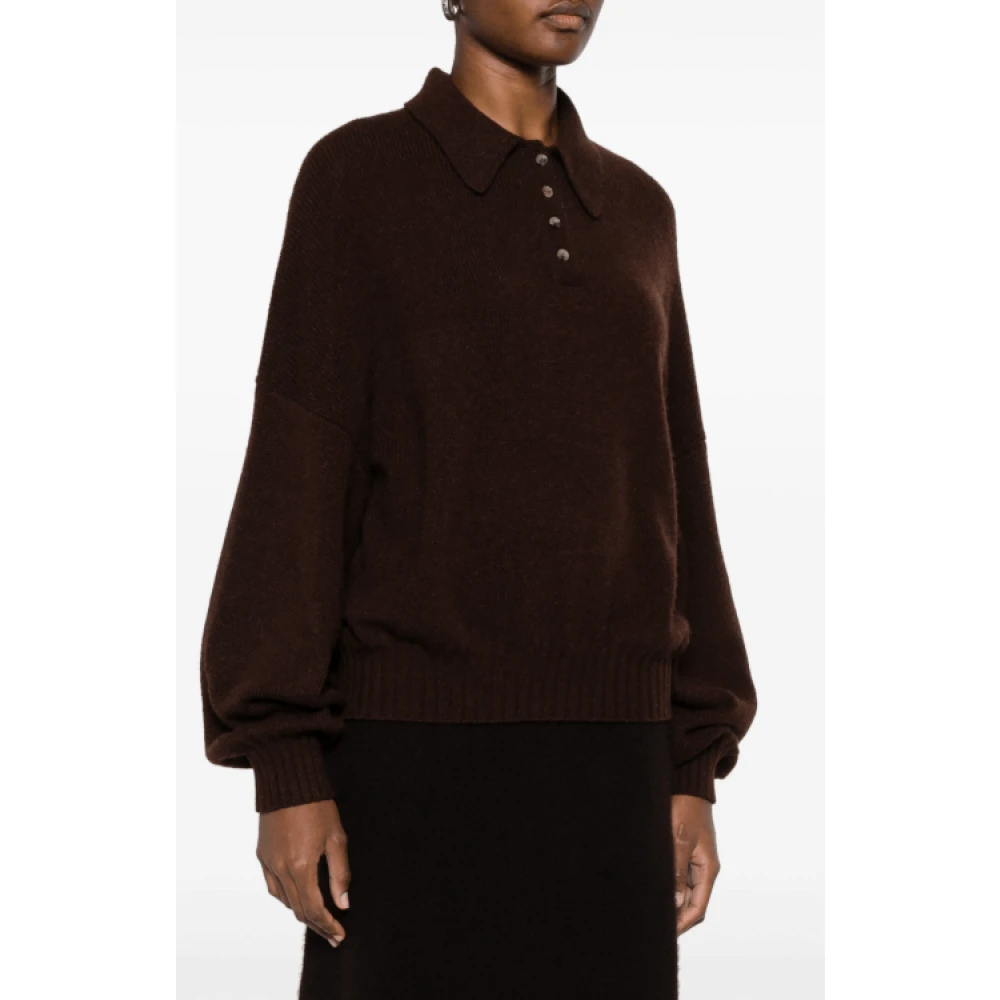Khaite Koffiebruine Polo Kraag Sweater Brown Dames