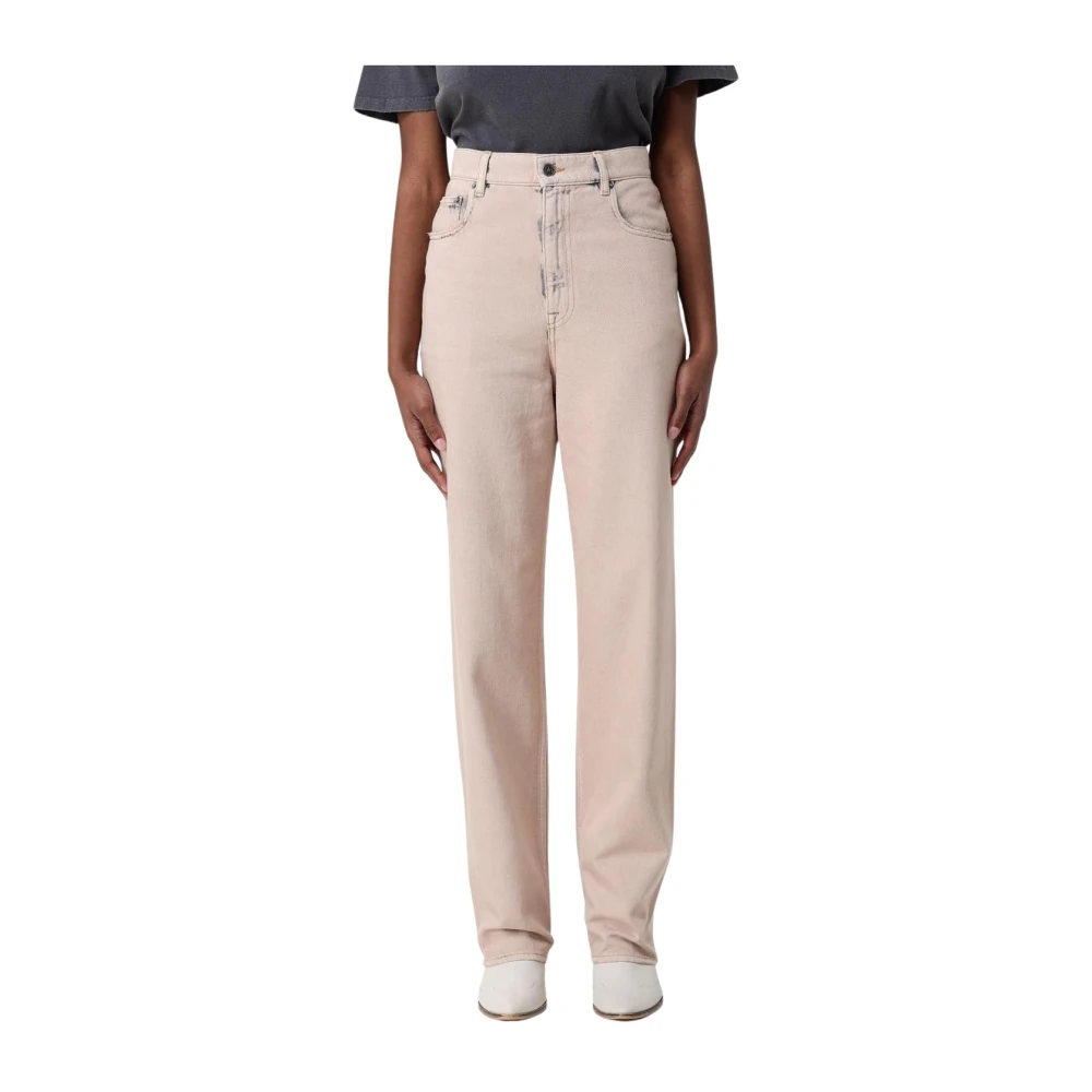 Golden Goose Women's Beige Straight Fit Jeans, W26, Straight Leg Jeans