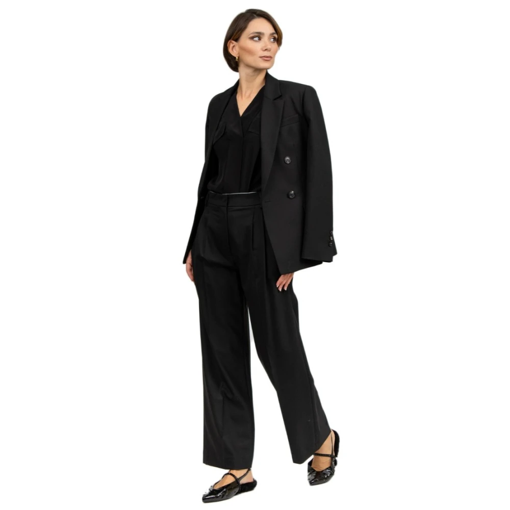 Tela Zwarte viscose lange mouwen shirt Black Dames