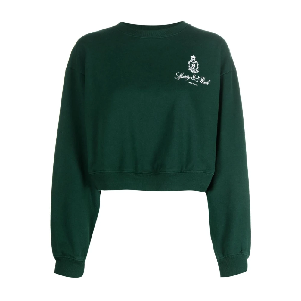 Sporty & Rich Groene Sweater met Logo Print Green Heren