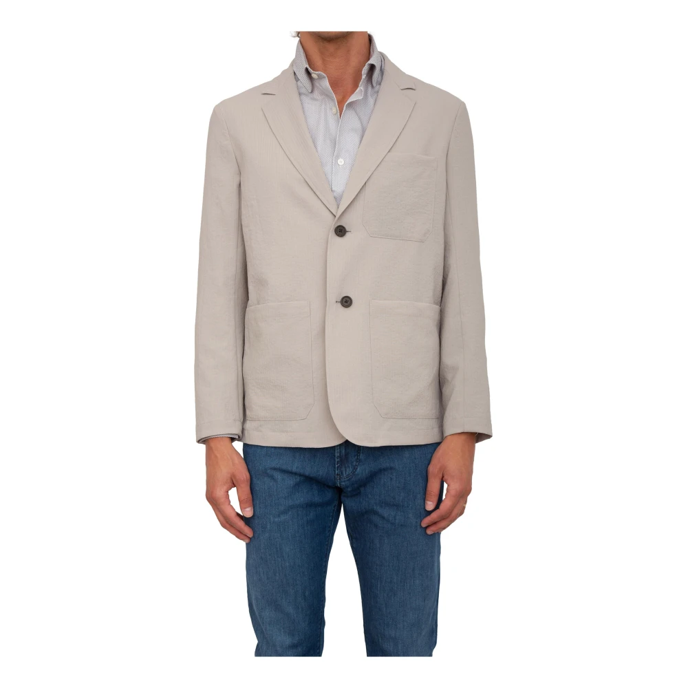 Emporio Armani Mannelijk Beige Jassen Heren, L, Polyester, Blazer Voor Stijlvolle Look