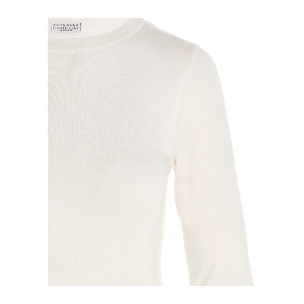 BRUNELLO CUCINELLI Luxe Cashmere Crewneck Pullover White Dames