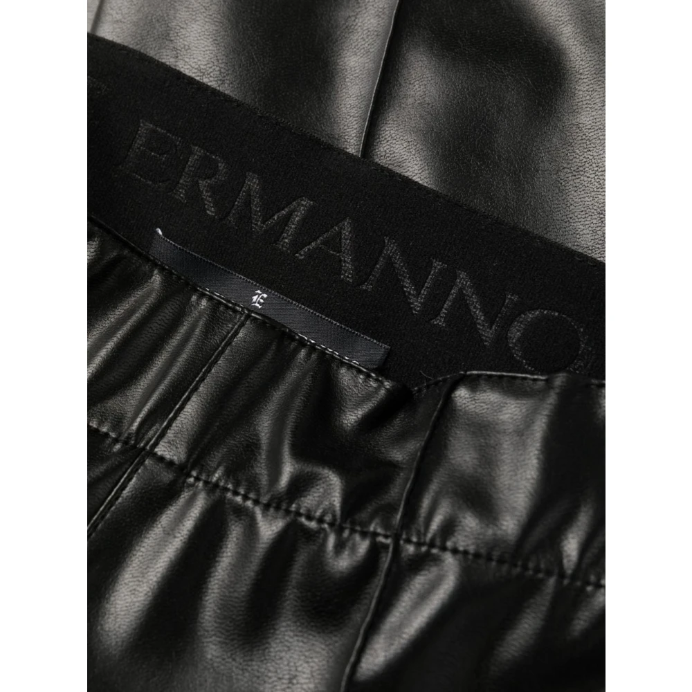 Ermanno Scervino Zwarte Kunstleren Leggings met Hoge Taille Black Dames