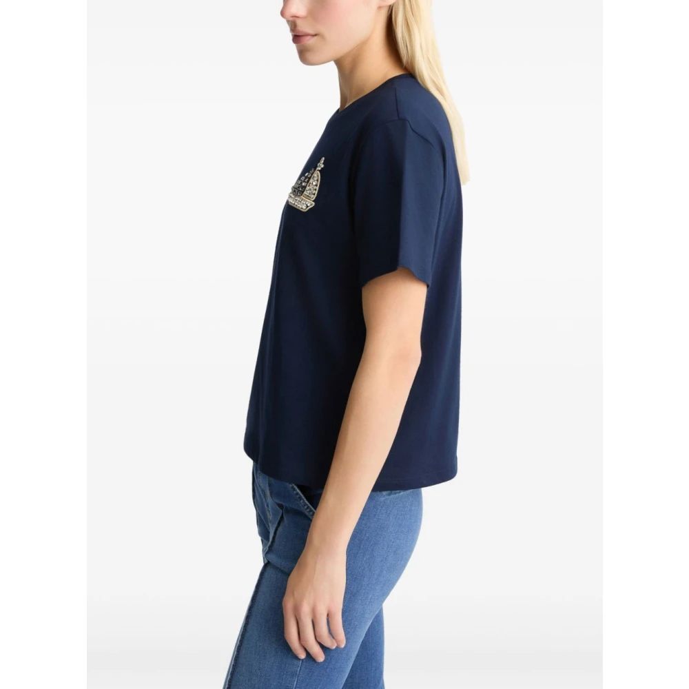 Liu Jo Navy Blue Crew Neck T-shirt Blue Dames