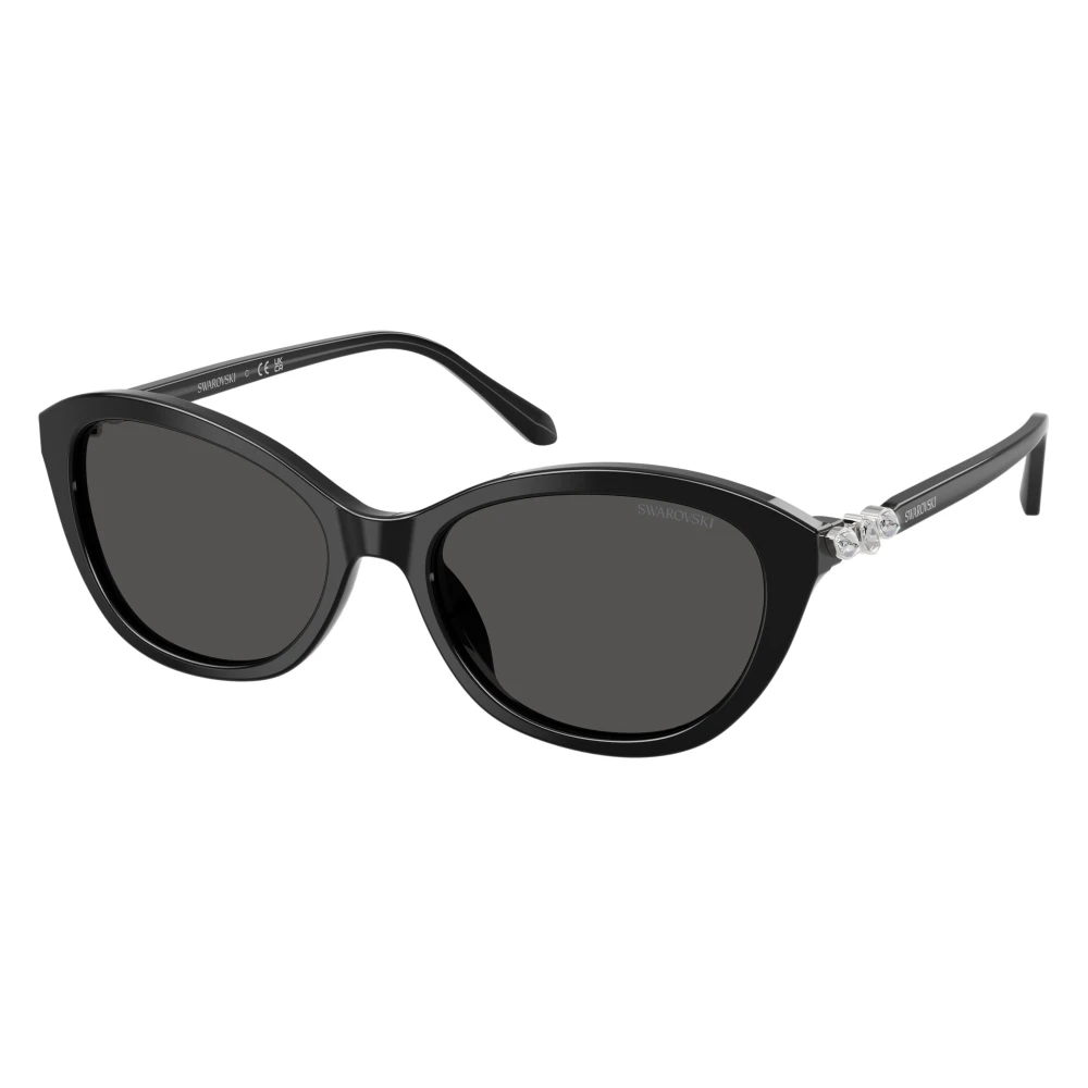 Swarovski Grey Woman Sk6066u 103887 Sunglasses Acetate Black Round Normal - Image 2