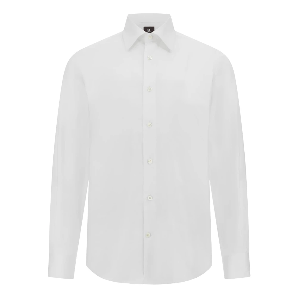 Boggi Milano Regular Fit Katoenen Twill Overhemd White Heren