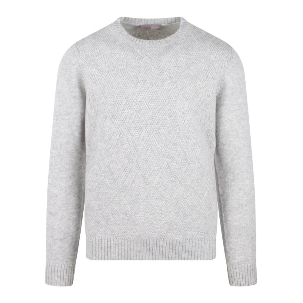 Herno Kasjmier Resort Trui in Herringbone Patroon Gray Heren