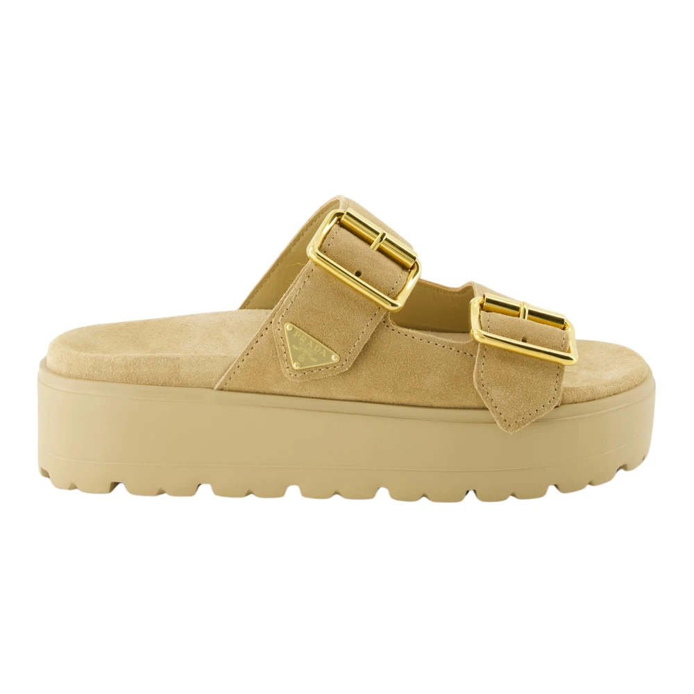 Prada Beige Platform Mules - Female - Sliders - 6 Uk - Shoes