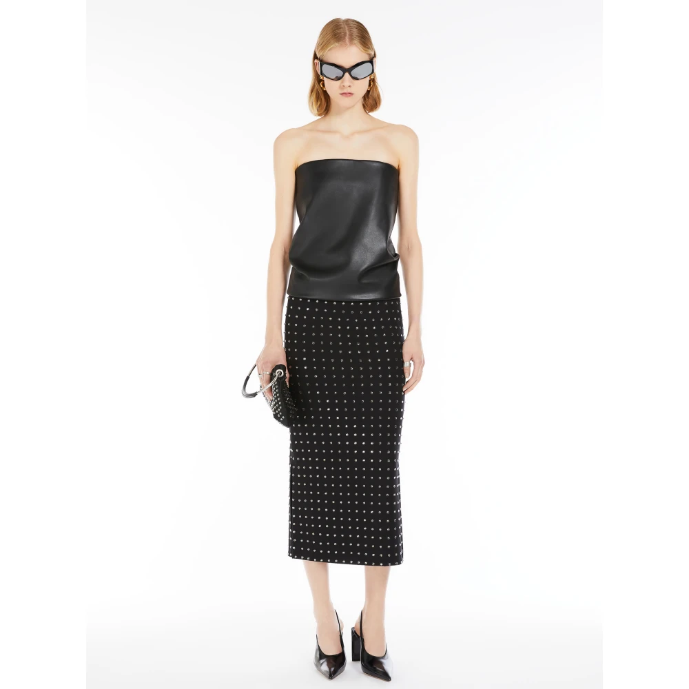 SPORTMAX Zwarte rok met strass en zijsplitten Black Dames