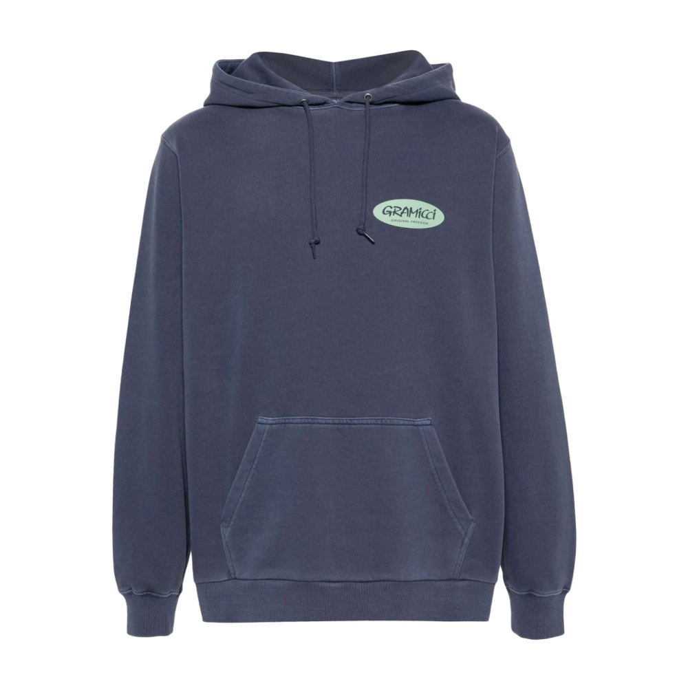 Gramicci Logo Print Hoodie Jack Navy Blauw Gray Heren