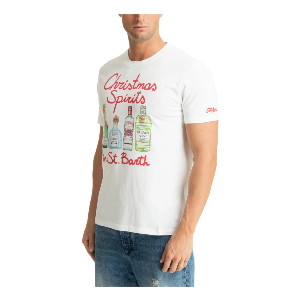 MC2 Saint Barth Kerstmotief T-shirt met Logo White Heren