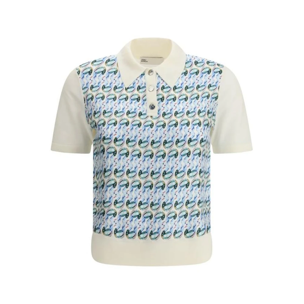 TORY BURCH Polo Shirt met Zijden Voorpand Multicolor Dames