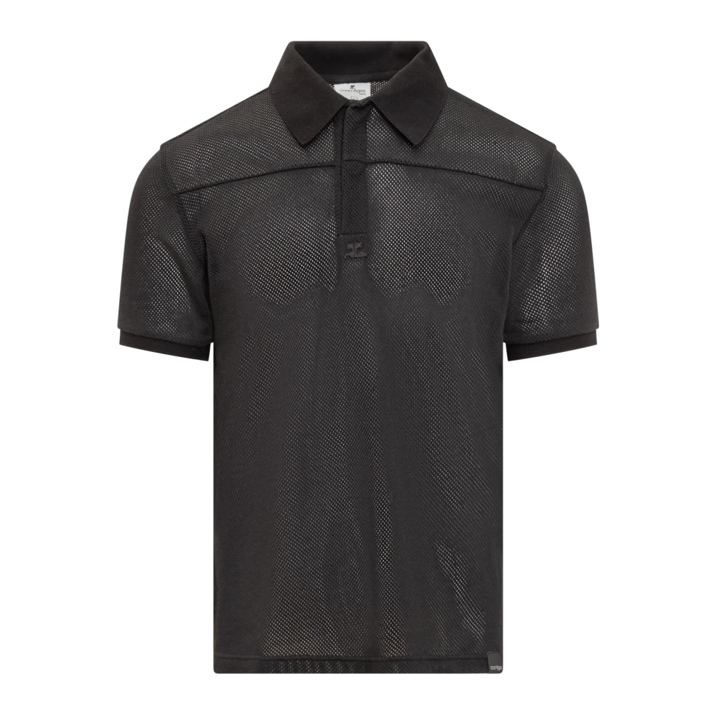 Courrèges Mesh Polo Shirt Black Heren
