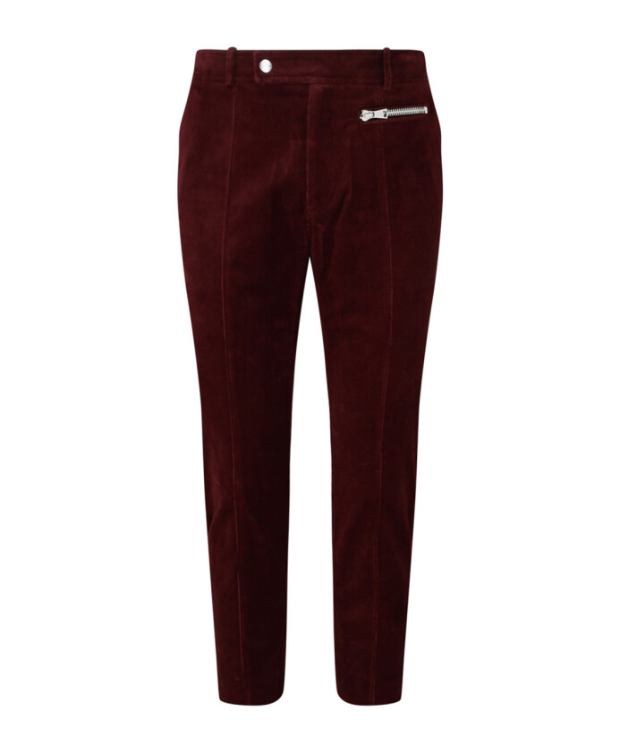 bordeaux-red-cotton-suede-cropped-trousers