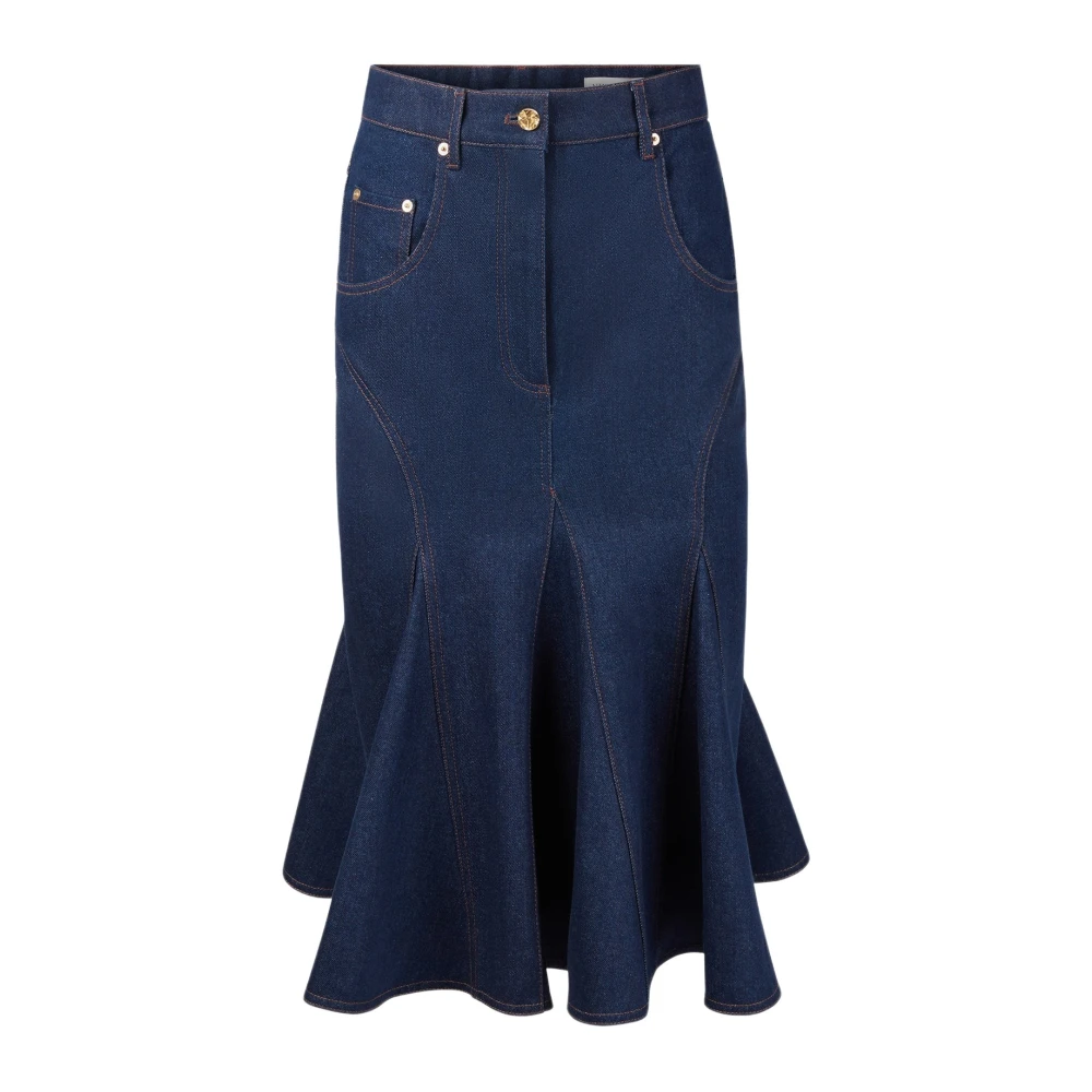 Nina Ricci Blauwe Denim Midi Rok Blue Dames