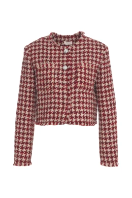 Röd Bouclé Kort Jacka AW25
